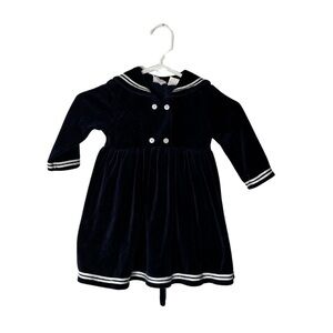 Good lad‎ vintage baby girl navy blue and white velvet dress size 24M